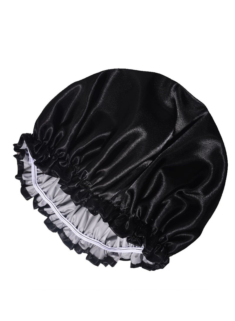 Women Shower Cap for Long Hair,Double Layer Waterproof, Reusable, Washable Shower Cap  - Image 1