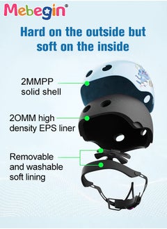 MEBEGIN 7 PCS Kids Bike Helmet Protective Gear Set with Elbow Pads, Knee Pads and Wrist Guards, Solid Protective Helmet with Adorable Patterns and Adjustable Design, Suitable for Multi-Sports Like Skateboarding, Bike, Scooter and Roller Skating  - Image 3