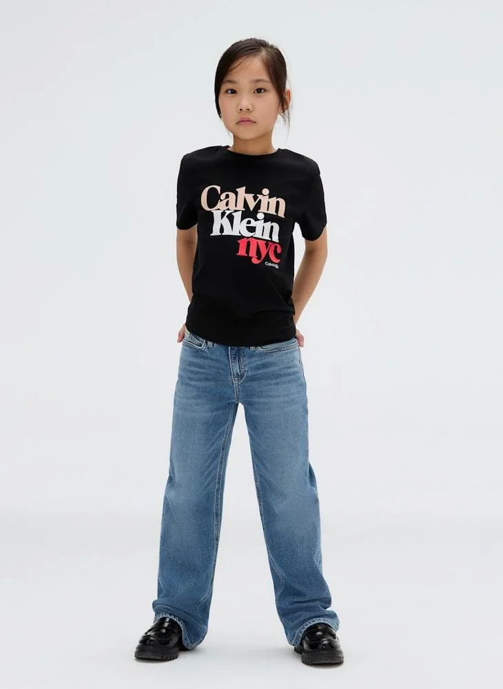 Calvin Klein Jeans Kids Pearl Signature Crew Neck T-Shirt
