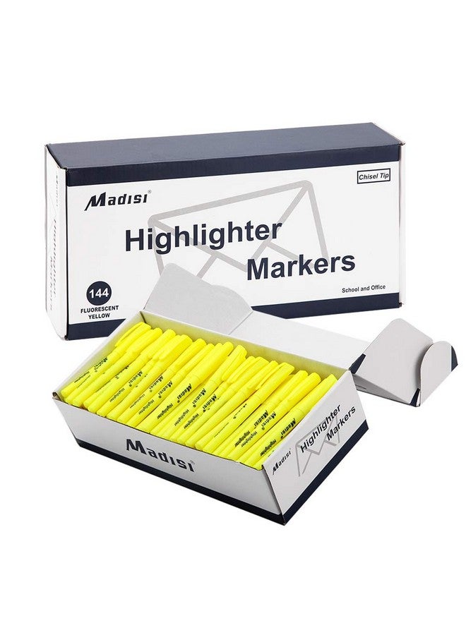 Madisi Highlighters Chisel Tip Fluorescent Yellow Bulk Pack 144Count - Image 1