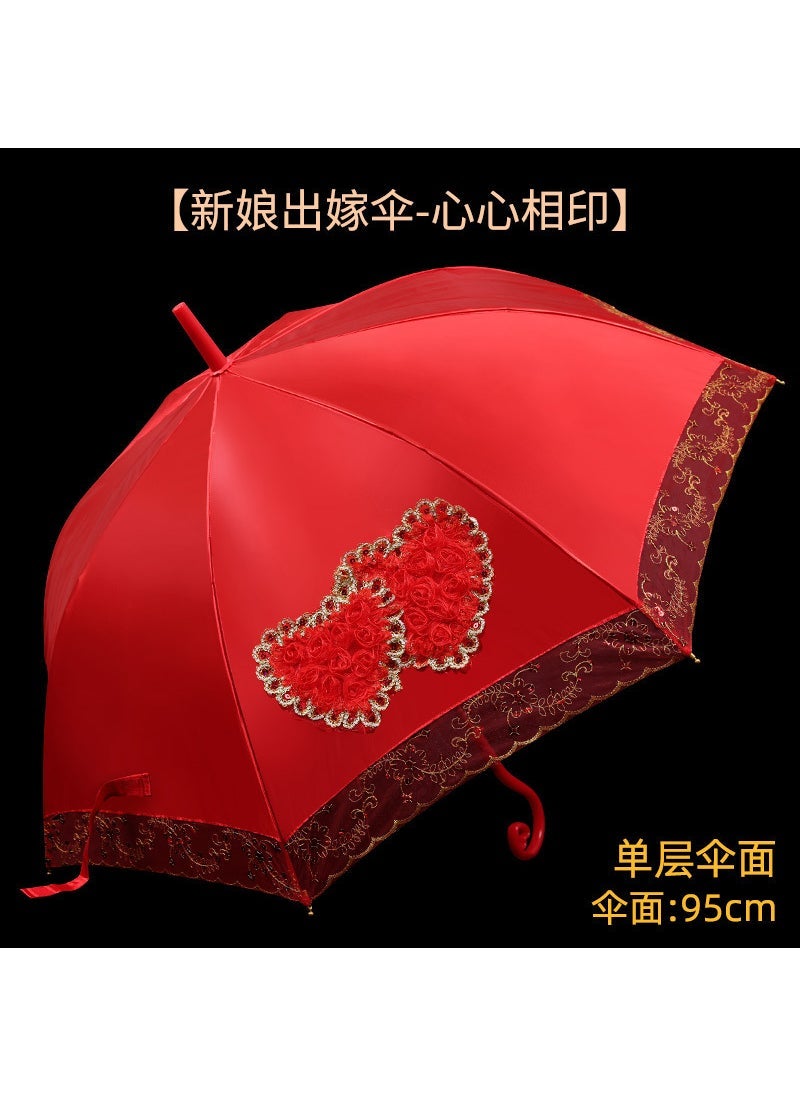 Generic Chinese Wedding Long Handle Parasol Heart-to-heart