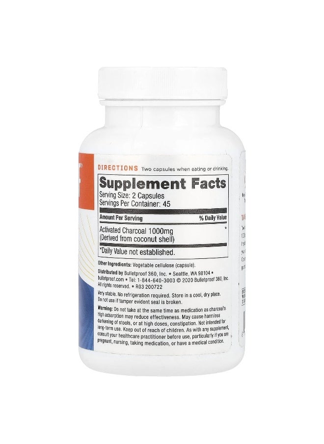 Bulletproof BulletProof, Coconut Charcoal, Detox & Gas Relief, 1,000 mg, 90 Veg Capsules (500 mg Per Capsule)  - Image 2