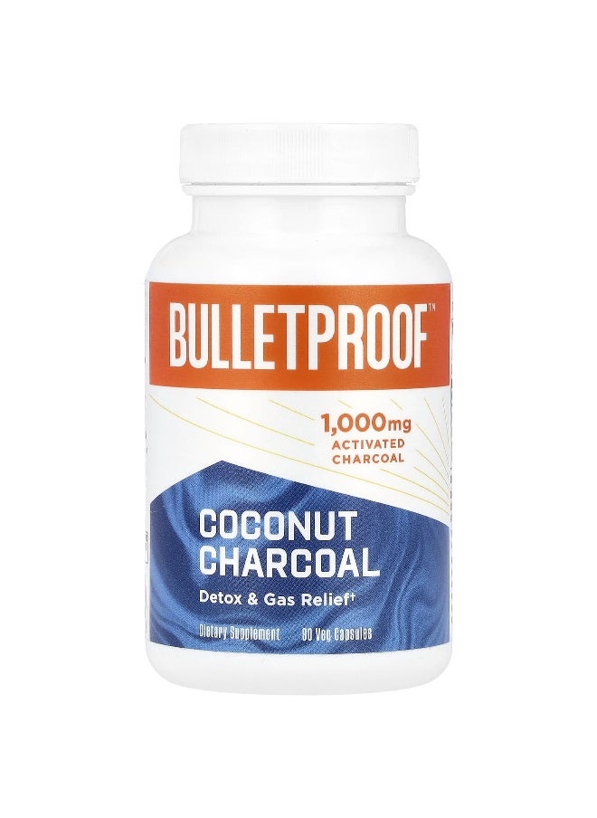 Bulletproof BulletProof, Coconut Charcoal, Detox & Gas Relief, 1,000 mg, 90 Veg Capsules (500 mg Per Capsule)  - Image 1