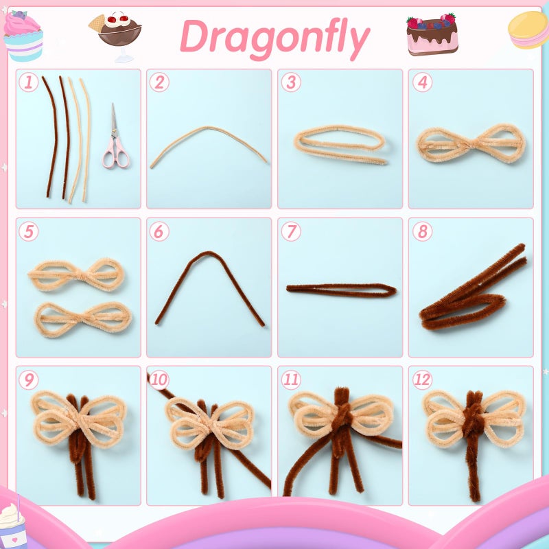 DaisyInner 700 Pcs Pipe DIY Cleaners for Craft Cleaners Flower Pipe Bulk Pastel Chenille Stems Flower Gradient Colored Fluffy for Valentine's Day School Party Decor(Brown Boho Color) - Image 4
