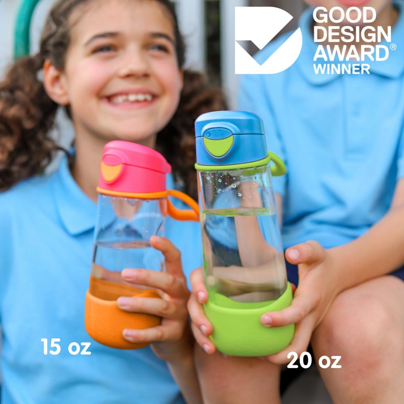 b.box 20 oz Sport Spout Kids Water Bottle for School, Sports, Travel, Daycare. Leakproof, Spill Proof, Dishwasher Safe. Easy Grip Triangle Shape, Durable Tritan Material. BPA Free. - Image 2