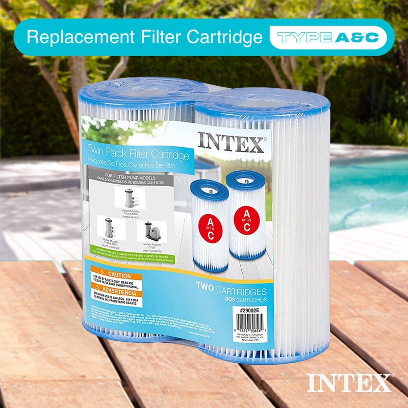 Intex 29002E Type A Pool Filter Cartridge Filter Pumps - Easy-to-Clean - Dacron Paper - Efficient Filtration - Two Pack - Image 3