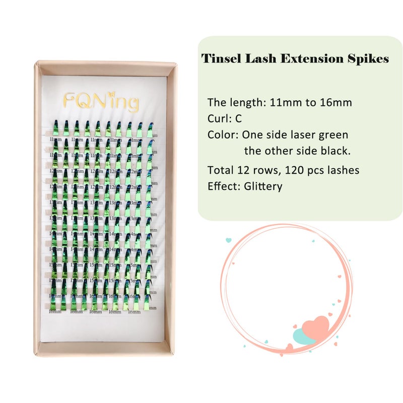 FQNing Tinsel Lash Extension 12 Colors Rainbow Glittery Holographic Eyelash Extension Cluster(T-12 Colors, 15mm) - Image 3