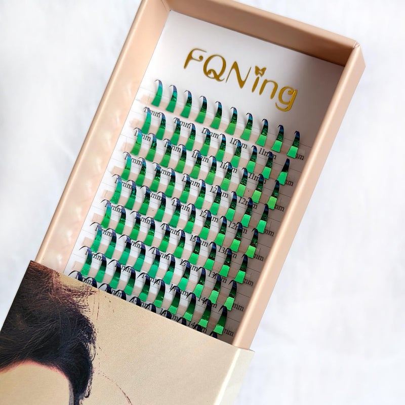 FQNing Tinsel Lash Extension 12 Colors Rainbow Glittery Holographic Eyelash Extension Cluster(T-12 Colors, 15mm) - Image 2