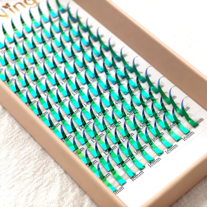 FQNing Tinsel Lash Extension 12 Colors Rainbow Glittery Holographic Eyelash Extension Cluster(T-12 Colors, 15mm) - Image 4