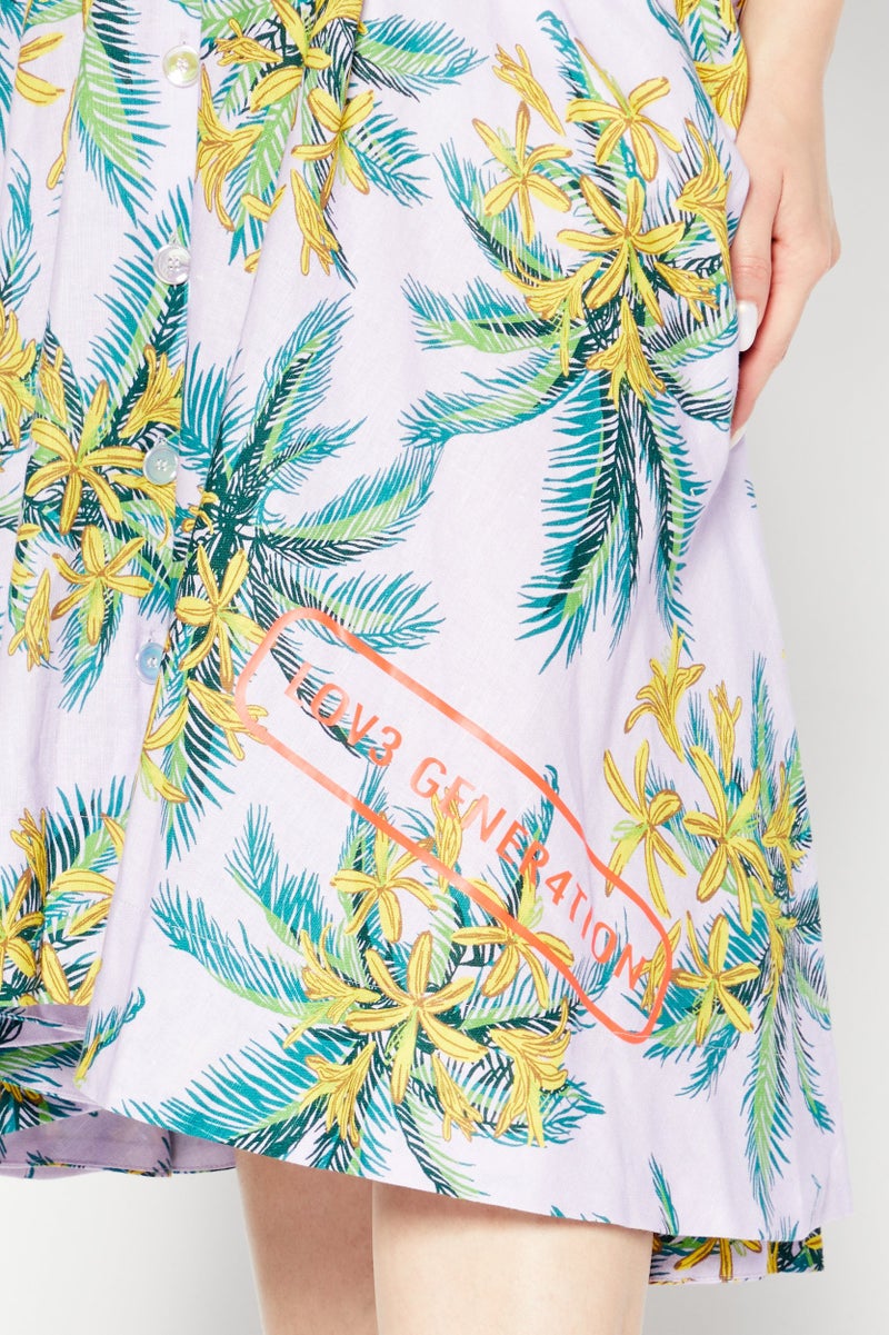 PINKO تنورات ميدي كاجوال مزخرفة بالزهور للنساء، مجموعة بنفسجية - Image 3