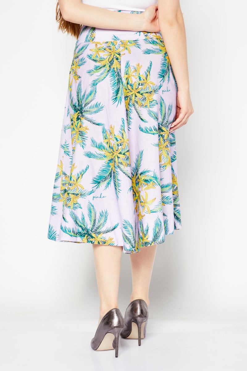 PINKO تنورات ميدي كاجوال مزخرفة بالزهور للنساء، مجموعة بنفسجية - Image 4