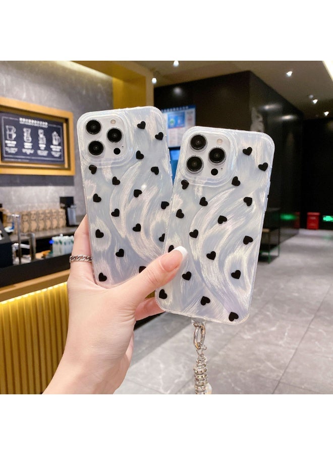 NIBEMINENT Full Of Love Protective TPU Case Cover For iPhone 15 Pro Max, Full Screen Of Love With Double Pearl Diamond Chain - Image 1