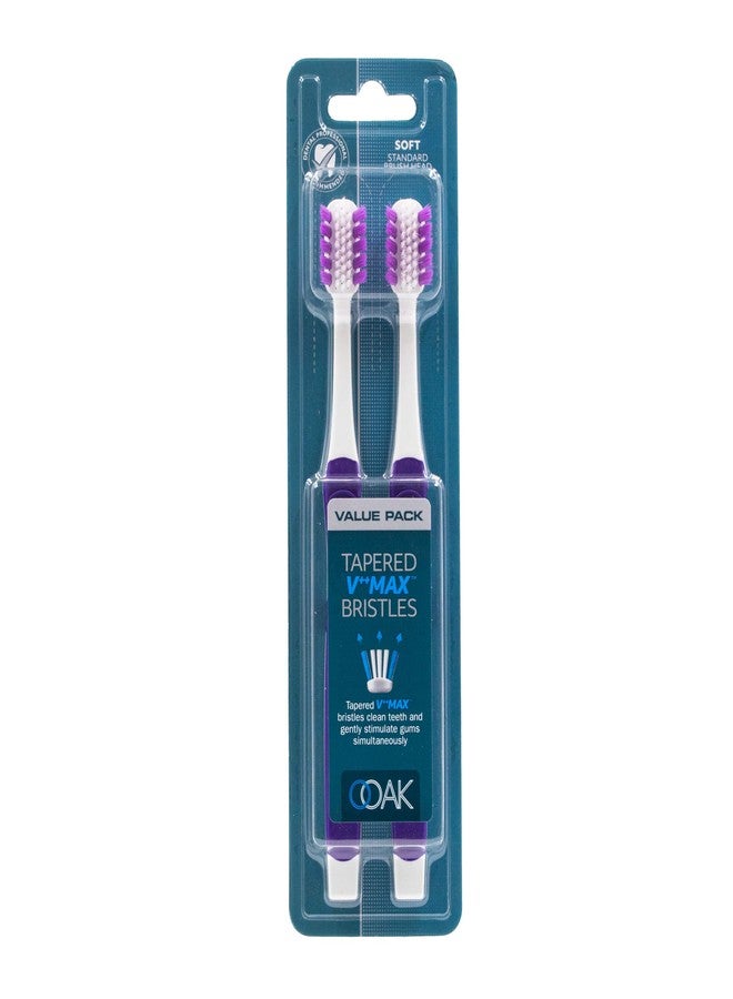 Ooak Toothbrush, Tapered V++Max Soft Bristles, 2 Pack - Violet - Image 1