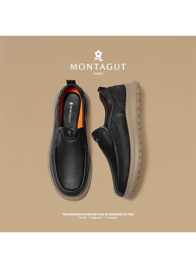 Montagut Spring New First Layer Cowhide Men's Casual High-end Soft Sole Slip-on Comfortable Versatile Shoes For Men - Image 4