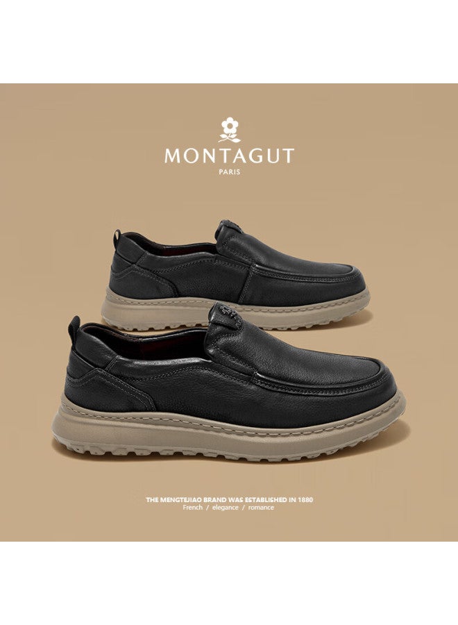 Montagut Spring New First Layer Cowhide Men's Casual High-end Soft Sole Slip-on Comfortable Versatile Shoes For Men - Image 3