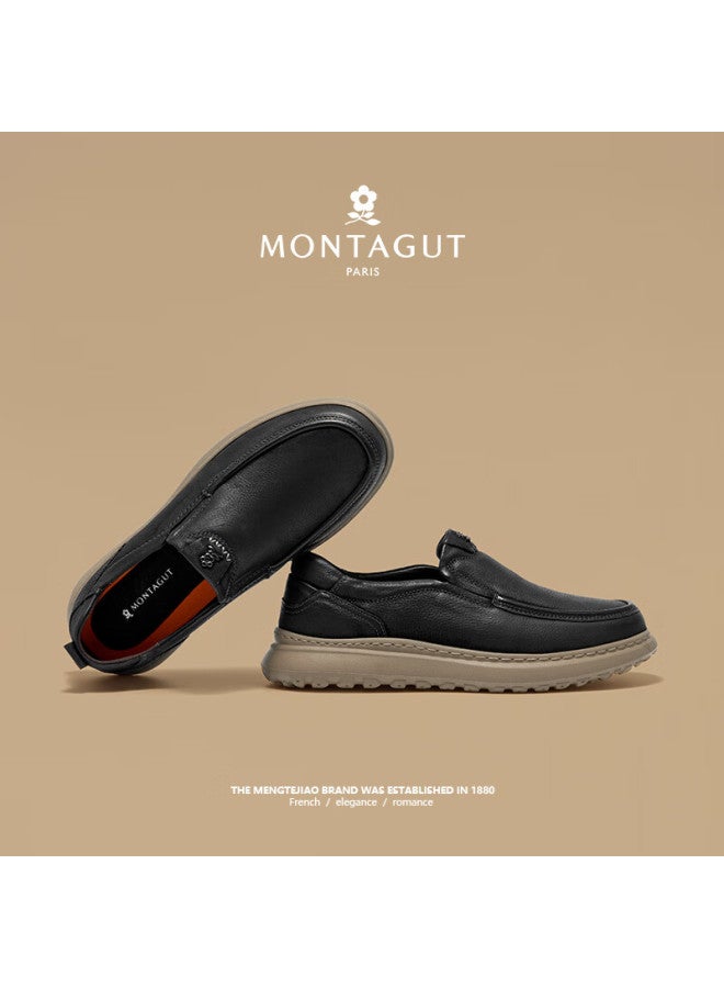 Montagut Spring New First Layer Cowhide Men's Casual High-end Soft Sole Slip-on Comfortable Versatile Shoes For Men - Image 2