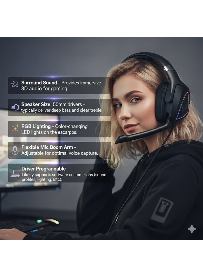 LOG G500 Wired Gaming Headset for PC & PS5 & PS4, Xbox, Nintendo Switch - Image 2