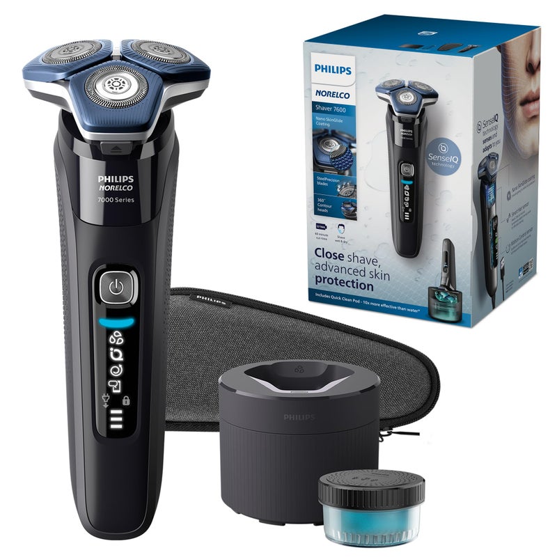 Norelco Philips Norelco Shaver 7600, Rechargeable Wet & Dry Electric Shaver with SenseIQ Technology, Quick Clean Pod, Travel Case & Pop-up Trimmer, S7886/84 - Image 1