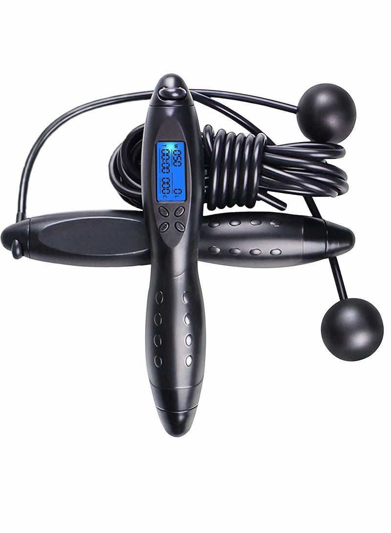 KASTWAVE حبل قفز، حبل قفز موازن مع عداد لتمارين اللياقة البدنية، حبل قفز رقمي قابل للتعديل بدون سلك للبالغين، النساء، الرجال، الأطفال (أسود) - Image 1