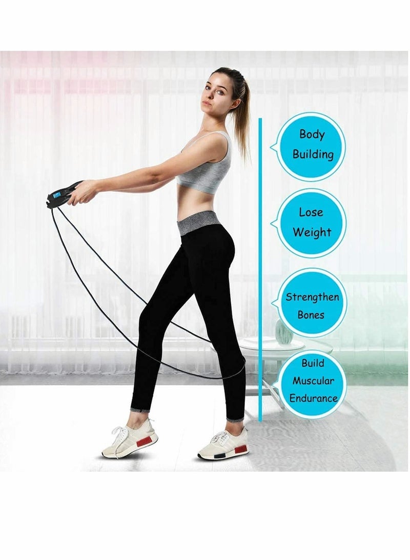 KASTWAVE حبل قفز، حبل قفز موازن مع عداد لتمارين اللياقة البدنية، حبل قفز رقمي قابل للتعديل بدون سلك للبالغين، النساء، الرجال، الأطفال (أسود) - Image 4