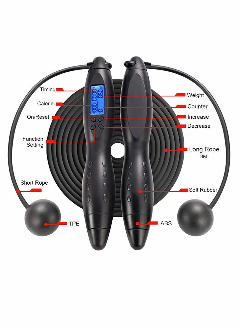 KASTWAVE حبل قفز، حبل قفز موازن مع عداد لتمارين اللياقة البدنية، حبل قفز رقمي قابل للتعديل بدون سلك للبالغين، النساء، الرجال، الأطفال (أسود) - Image 5