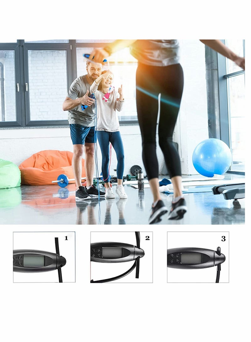 KASTWAVE حبل قفز، حبل قفز موازن مع عداد لتمارين اللياقة البدنية، حبل قفز رقمي قابل للتعديل بدون سلك للبالغين، النساء، الرجال، الأطفال (أسود) - Image 3