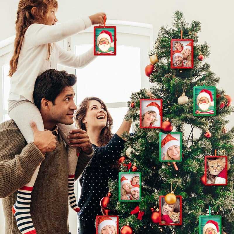 Maitys 10 Pieces Christmas Photo Ornament Frames Felt Hanging Photo Frame Glitter Xmas Photo Frame Ornaments Holiday Picture Frame Tree Decoration for Christmas Photo Trees Decoration - Image 4
