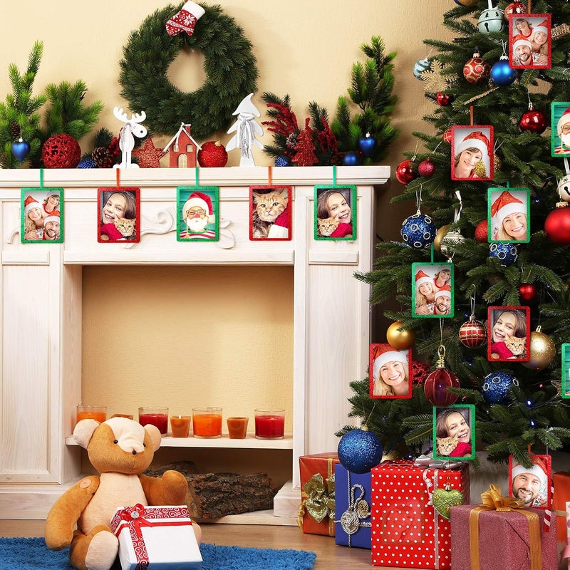Maitys 10 Pieces Christmas Photo Ornament Frames Felt Hanging Photo Frame Glitter Xmas Photo Frame Ornaments Holiday Picture Frame Tree Decoration for Christmas Photo Trees Decoration - Image 5