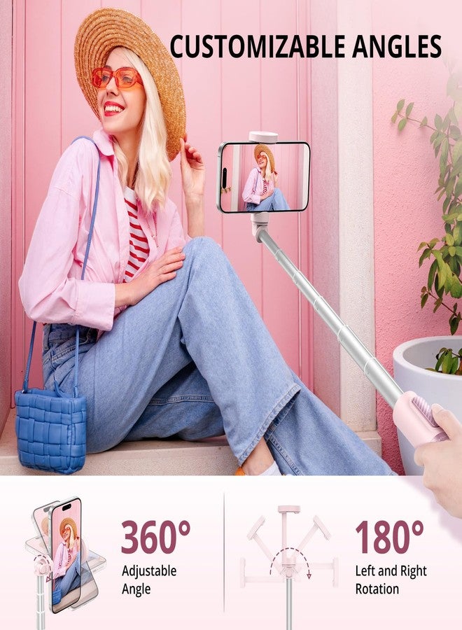 ATUMTEK 55" Selfie Stick Tripod, All-in-one Extendable Aluminum Phone Tripod with Rechargeable Bluetooth Remote for iPhone and More, Fitting 4.7-7 inch Smartphones, Pink - Image 4