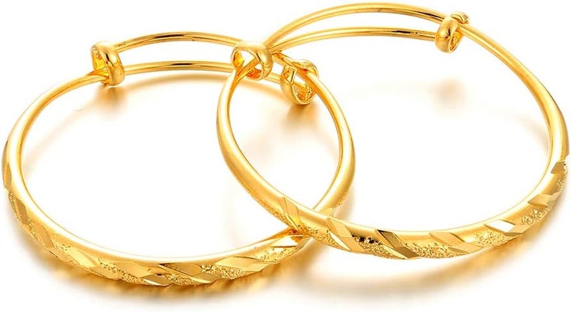 Ethlyn 2pcs/lot 18K Gold Plated Stars Kids Lucky Bangles &bracelets Birthday Christmas Gifts for baby boys and girls - Image 1