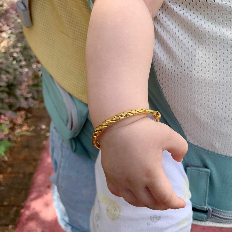 Ethlyn 2pcs/lot 18K Gold Plated Stars Kids Lucky Bangles &bracelets Birthday Christmas Gifts for baby boys and girls - Image 4