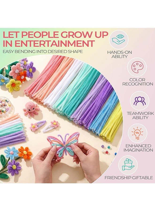 Wffo 100Pcs Top Twisting Stick, Fuzzy Craft DIY, Colorful Fuzzy Wire Craft Pipe, Chenille Wire Plush - Flower DIY Decorations - Craft Projects Creative - 7 Colors/12 Inch - Image 5