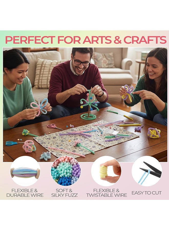 Wffo 100Pcs Top Twisting Stick, Fuzzy Craft DIY, Colorful Fuzzy Wire Craft Pipe, Chenille Wire Plush - Flower DIY Decorations - Craft Projects Creative - 7 Colors/12 Inch - Image 4