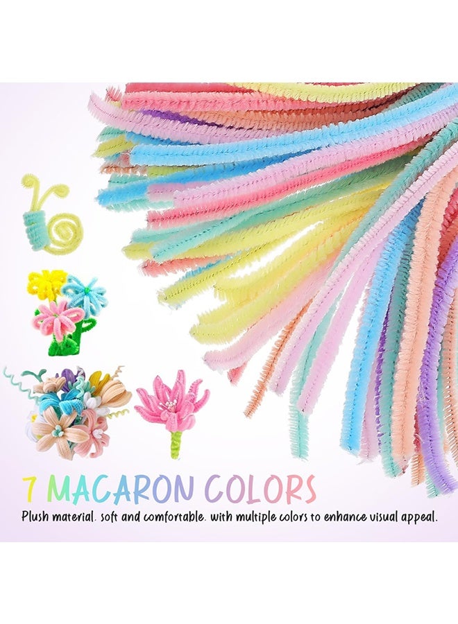 Wffo 100Pcs Top Twisting Stick, Fuzzy Craft DIY, Colorful Fuzzy Wire Craft Pipe, Chenille Wire Plush - Flower DIY Decorations - Craft Projects Creative - 7 Colors/12 Inch - Image 3