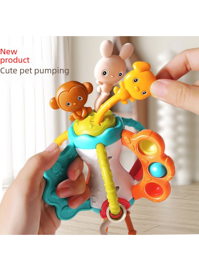 Baby Flying Saucer Toy 0-3 Baby Early Education Finger Toy Pull Pull Joy Educational Intelligence For Infants-Color:Dinosaur Lala Red (bag) - Image 2