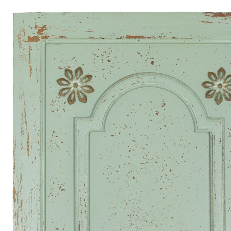 Deco 79 ديكو 79 ديكور حائط خشبي مزخرف، تمثال باب عتيق، فن حائط 18" x 1" x 78"، أخضر - Image 5