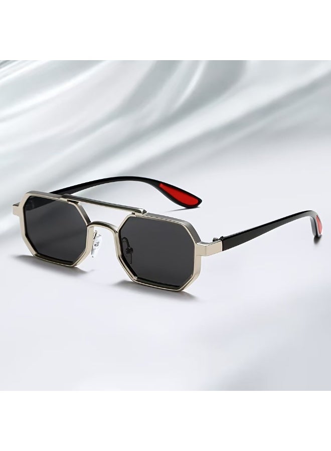 أورون نظارات شمسية للرجال والنساء، نظارات شمسية أنيقة للقيادة، نظارات شمسية للحماية من الأشعة فوق البنفسجية، نظارات صيد، إطار أسود وفضي - Image 2