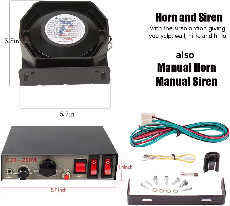 banhao 12V PA System for Vehicles - Police Siren Speaker with 8 Tones, 130DB, 200 Watt, Handheld Microphone - Image 4