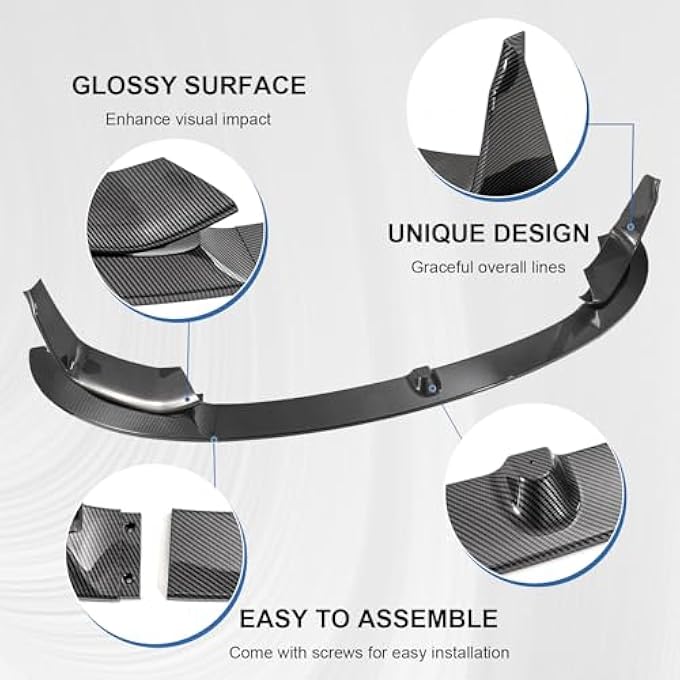 Fancemot Carbon Fiber Front Bumper Lip Compatible with BMW M3 F80 2015-2018, Splitter Spoiler Diffuser Protector Wing Body Kit for BMW M4 F82 F83 2015-2020 - Image 5