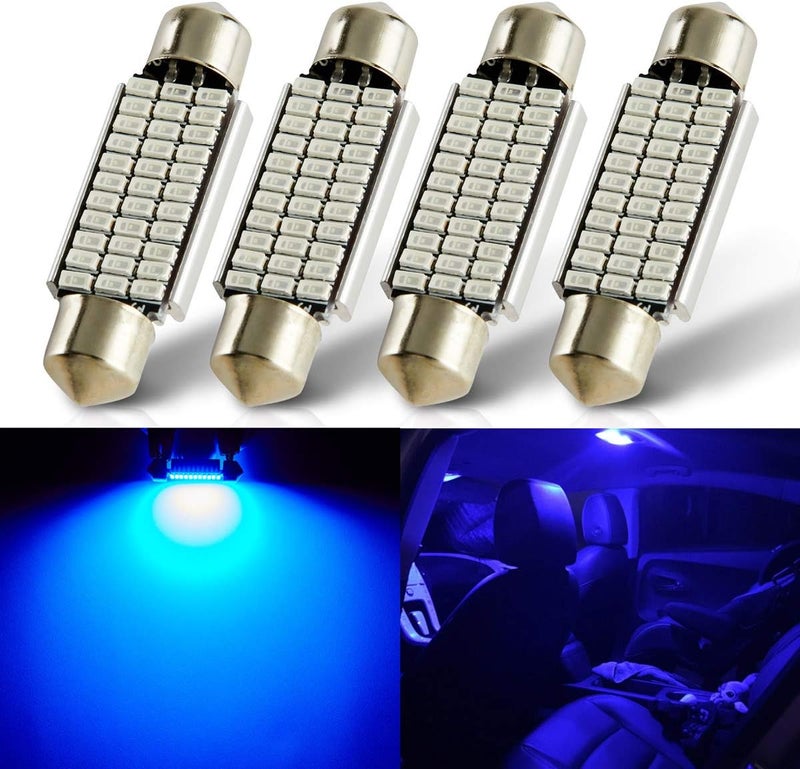 AUTOGINE 4PCS CAN-Bus Error Free 211-2 212-2 569 578 LED Bulbs Festoon 41MM / 42MM Ultra Blue - Image 1
