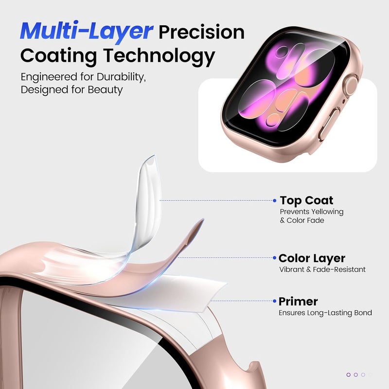 Tensea [3PCS] for Apple Watch Screen Protector Case Series 11/10 42mm Accessories, iWatch Protective Face Cover for Women Men, Tempered Glass Film Hard Bumper for iPhone Watch 42 mm - Image 4