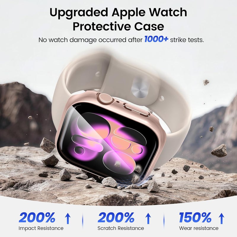 Tensea [3PCS] for Apple Watch Screen Protector Case Series 11/10 42mm Accessories, iWatch Protective Face Cover for Women Men, Tempered Glass Film Hard Bumper for iPhone Watch 42 mm - Image 5