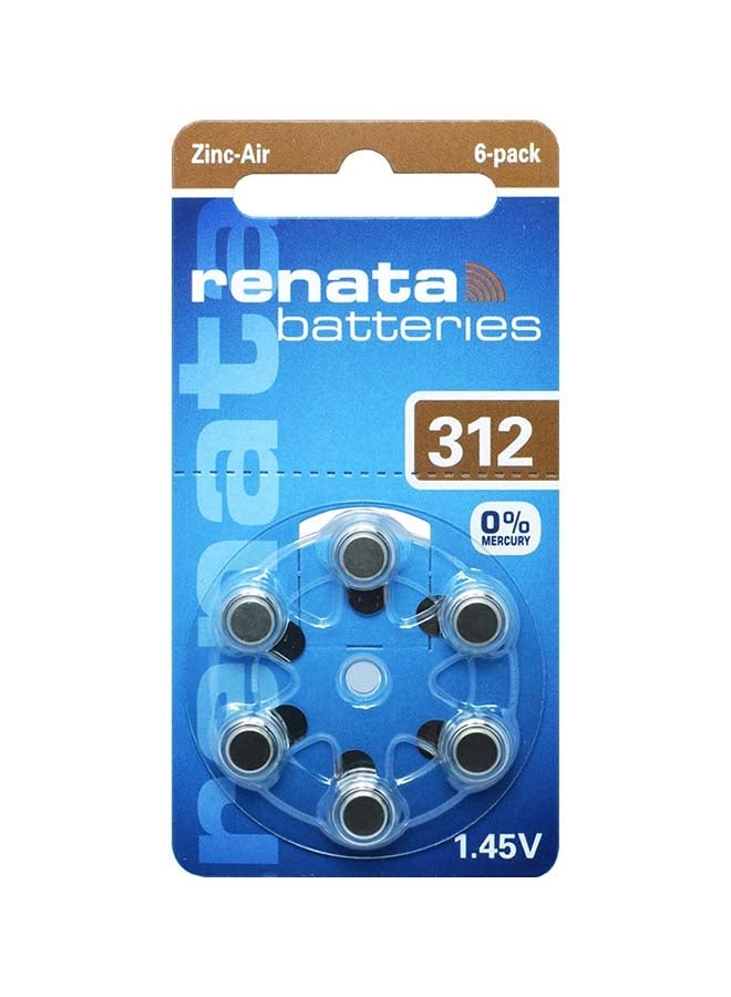 6-Piece Zinc Air Hearing Aid Battery