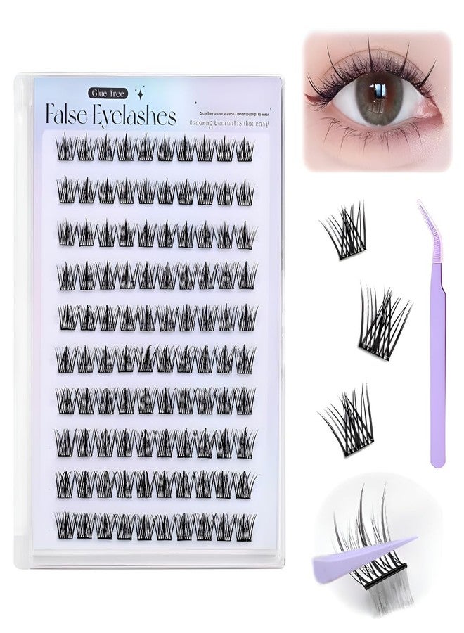BELARO Self Adhesive Eyelash Clusters, 100Pcs Press On Lash Clusters with Tweezer, No Glue Needed, 11-13mm - Image 1
