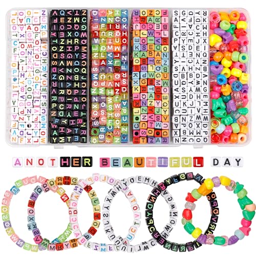 GMMA Square Letter Beads for Bracelets Making 1680 Pcs 6x6 mm Alphabet Beads for Friendship Bracelet Acrylic Pony Beads for Jewelry MakingMulti Color Large Hole Beads - Image 1