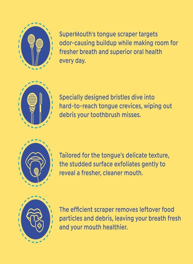 SuperMouth® Single Scoop Tongue Scraper for Toddlers & Kids Ages 2-5 – Dual-Sided Brush & Scraper Removes Odor-Causing Buildup, Fights Bad Breath, Gentle Easy-Grip Design, 3 Scents, Early Oral Care - Image 2