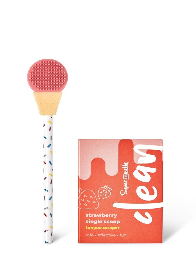 SuperMouth® Single Scoop Tongue Scraper for Toddlers & Kids Ages 2-5 – Dual-Sided Brush & Scraper Removes Odor-Causing Buildup, Fights Bad Breath, Gentle Easy-Grip Design, 3 Scents, Early Oral Care - Image 1