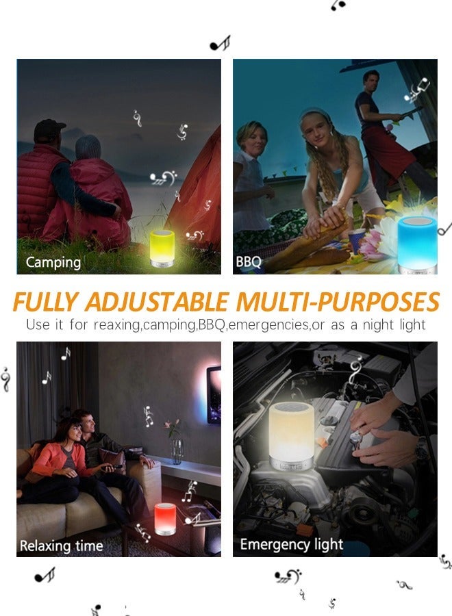 سوسيتي Portable Night Light With Bluetooth Speaker - Multicolor Touch Bedside Lamp - Rechargeable Speaker Table Lamp - Stepless Dimming LED Lamp - Image 2