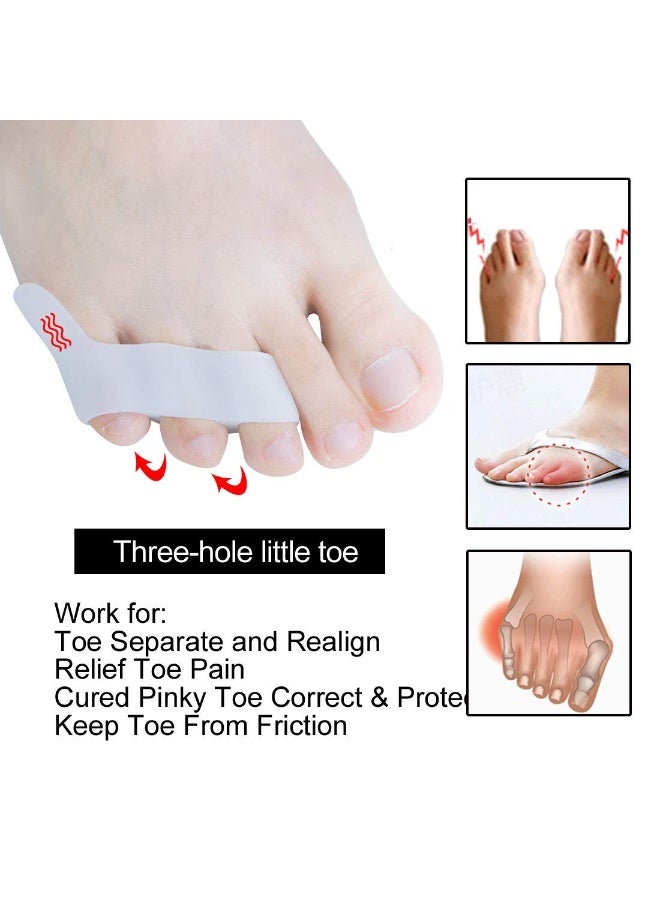 DOUGEI 2 Pcs Pinky Toe Straightener with 3 Loops for Overlapping Toes Triple Gel Toe Separators Curled Pinkie Toe Bunion Shield per Pack - Image 2