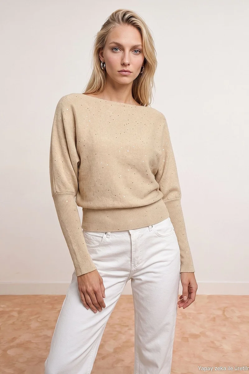 Dilvin Beige Natural DILVIN Women's Knit Sweater for Women | Best Price UAE